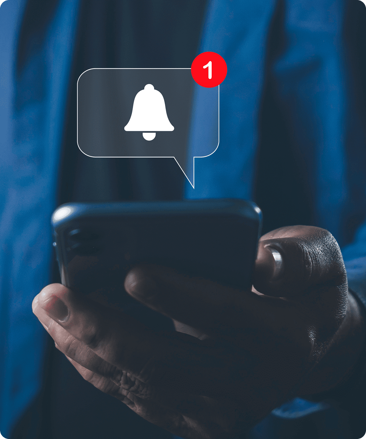 Phone notification alert with red badge.