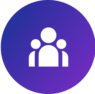 Group icon on purple gradient background.
